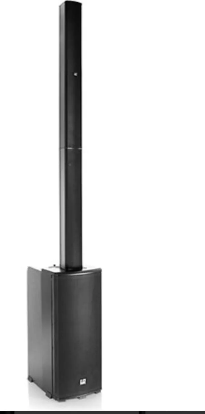 Enceinte colonne amplifiée sur caisson de basses